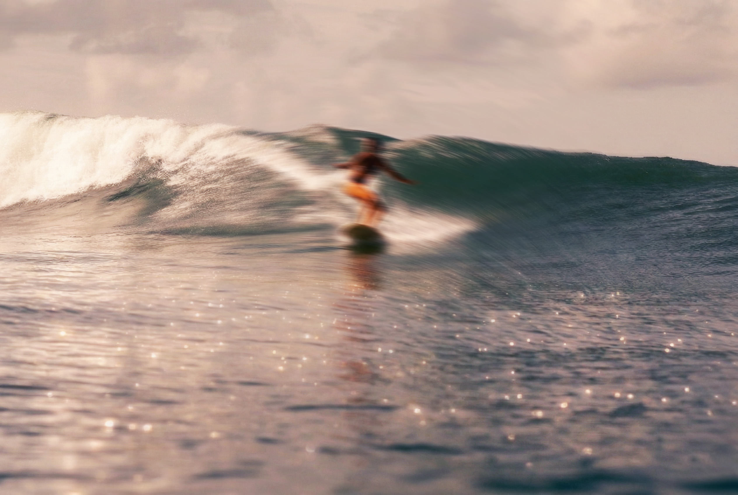 Surfer riding a wave